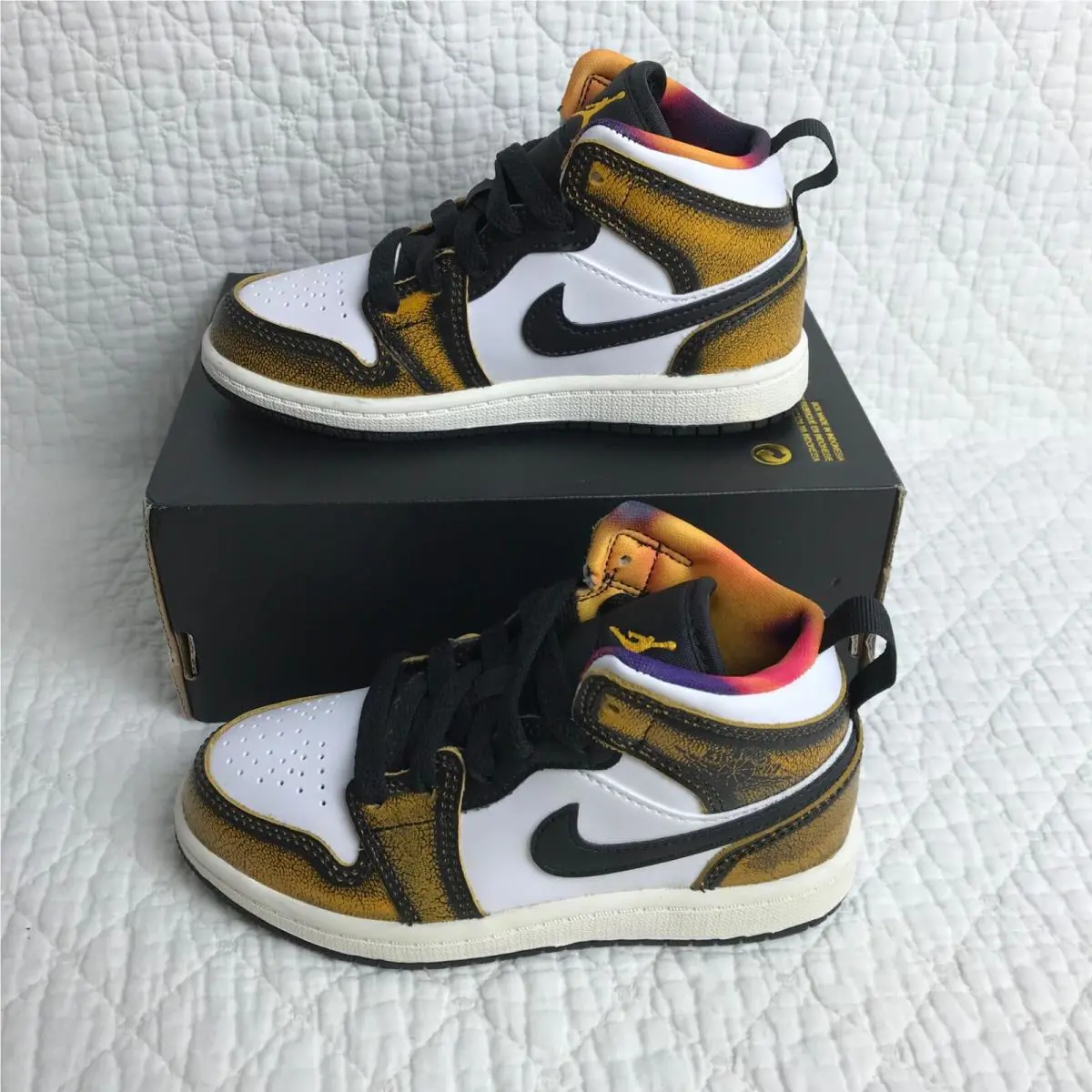 Nike shoes - Air Jordan 1 Mid - Air Mid - Black/Yellow 1