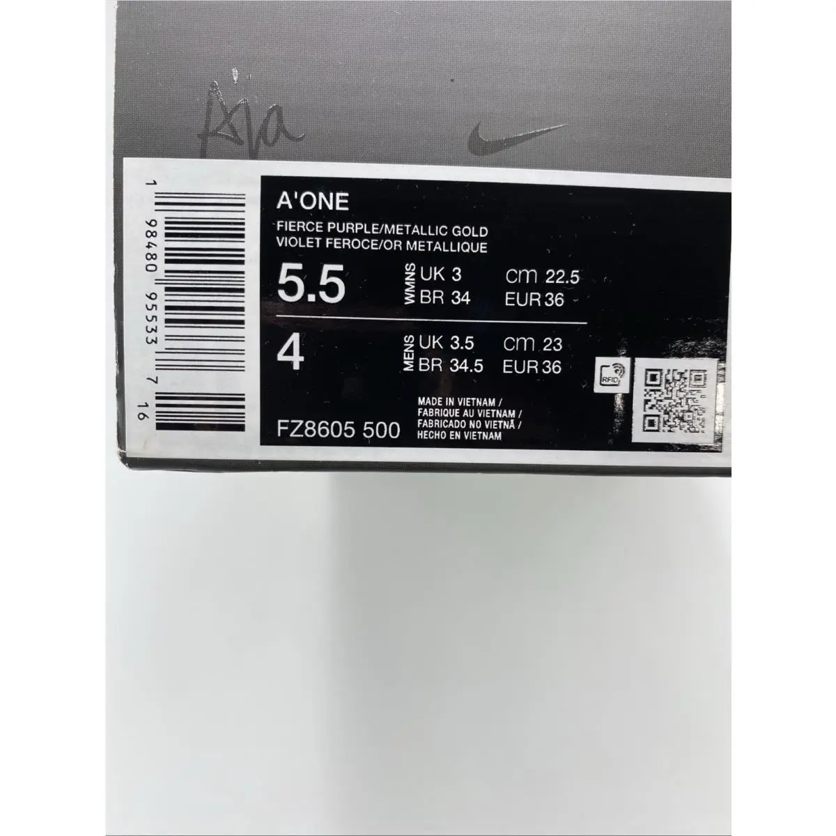 Nike shoes - Nike A`One Fierce - Fierce - FZ8605 500 - Fierce Purple/Metallic Gold (UPC: 198480955337) 6
