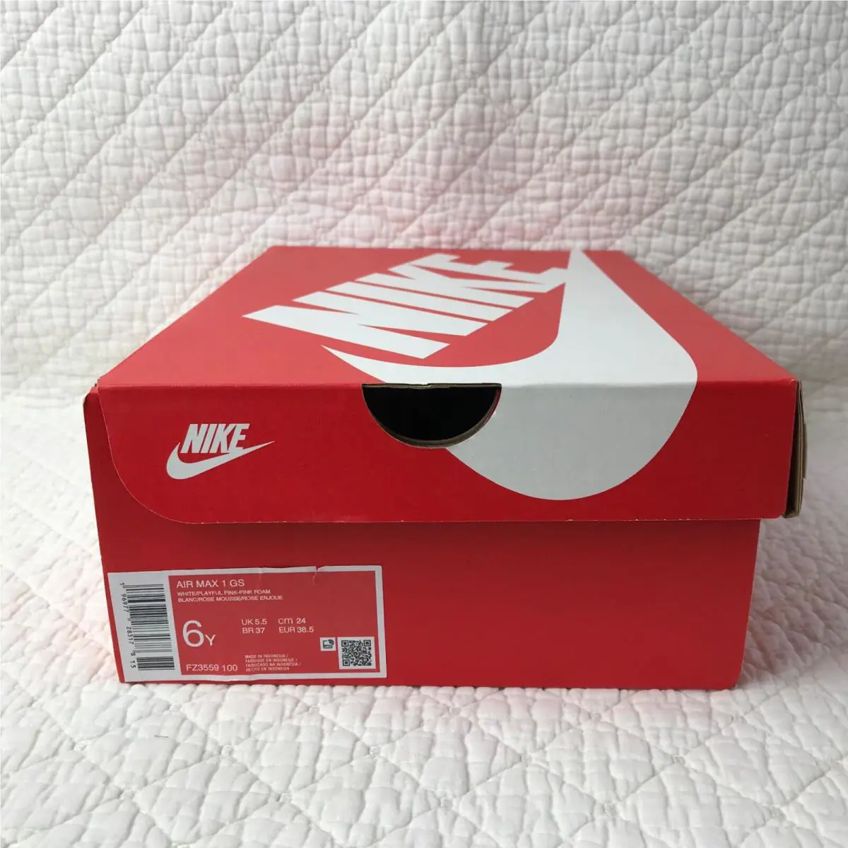Nike shoes - Nike Air Max 1 GS - FZ3559 100 - White/Playful Pink-Pink Foam 10