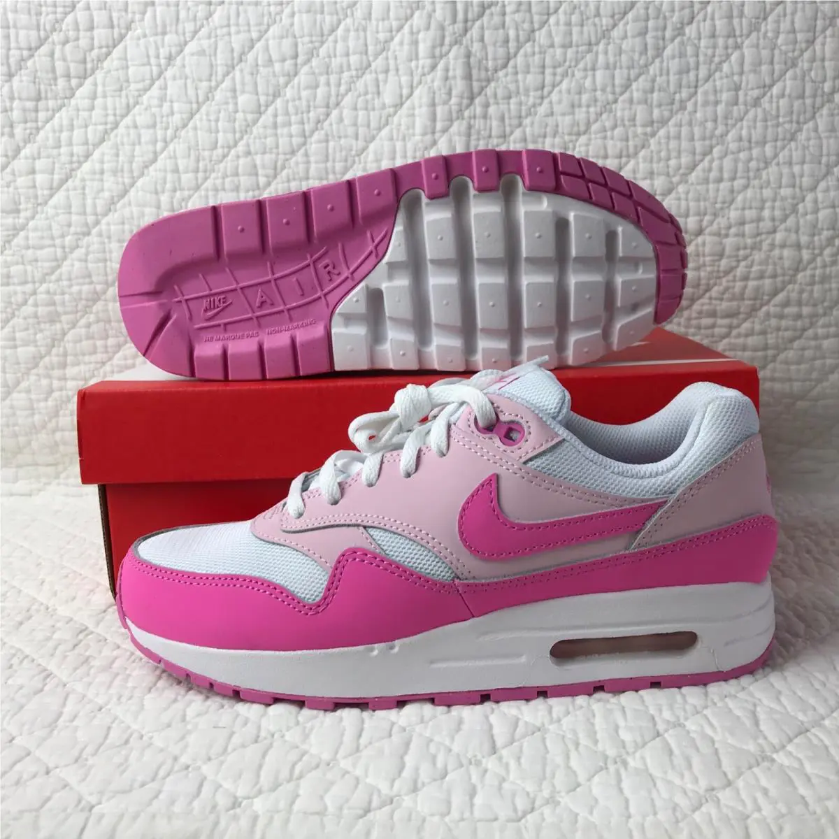 Nike shoes - Nike Air Max 1 GS - FZ3559 100 - White/Playful Pink-Pink Foam 2