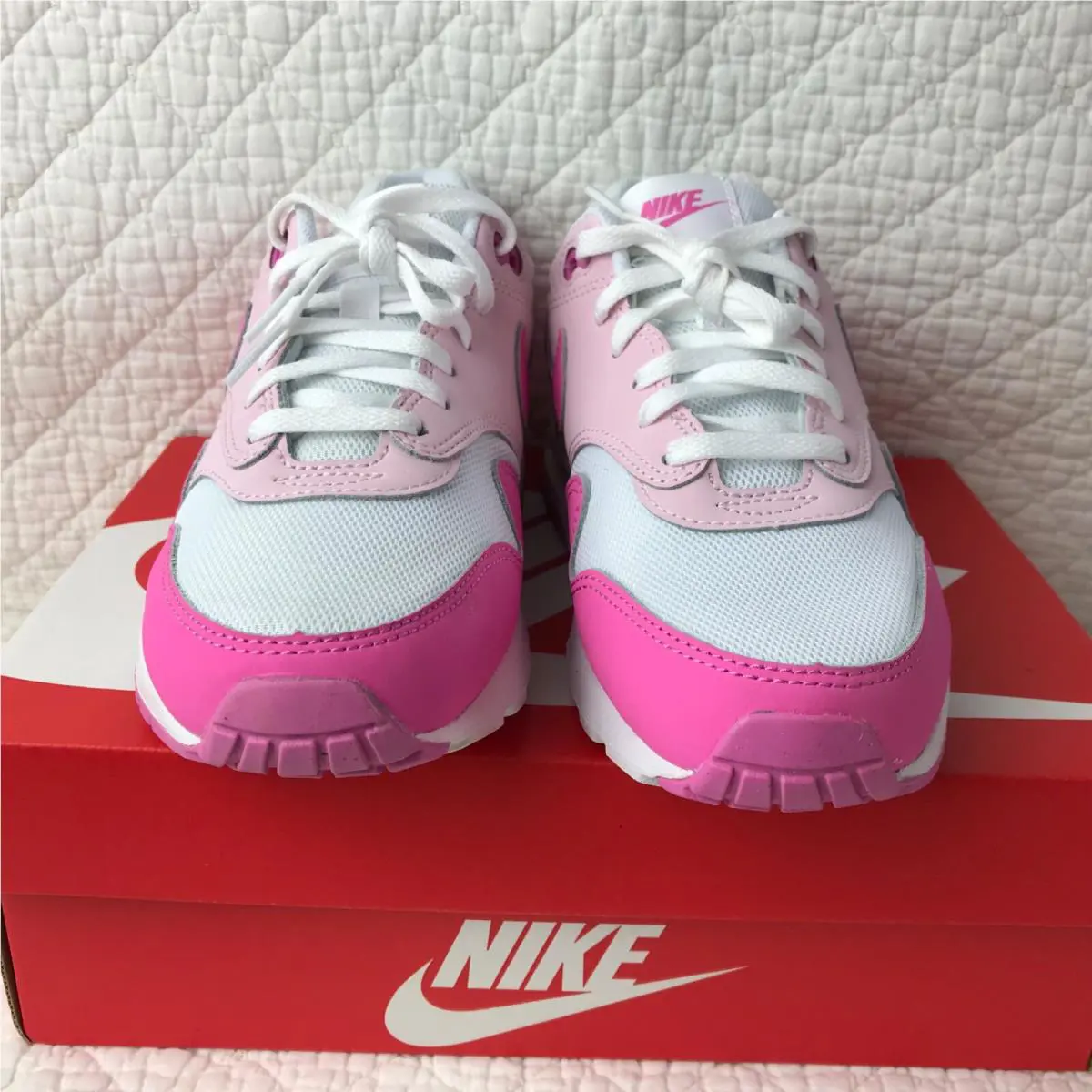 Nike shoes - Nike Air Max 1 GS - FZ3559 100 - White/Playful Pink-Pink Foam 3