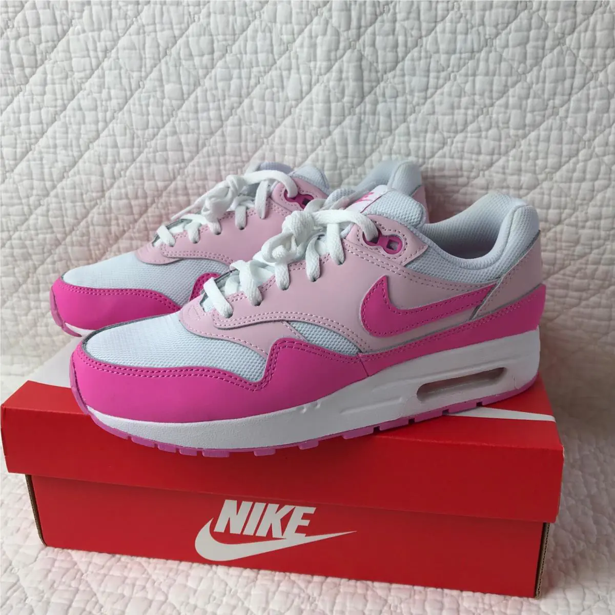 Nike shoes - Nike Air Max 1 GS - FZ3559 100 - White/Playful Pink-Pink Foam 5