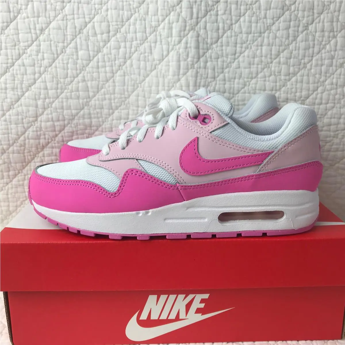 Nike shoes - Nike Air Max 1 GS - FZ3559 100 - White/Playful Pink-Pink Foam 7