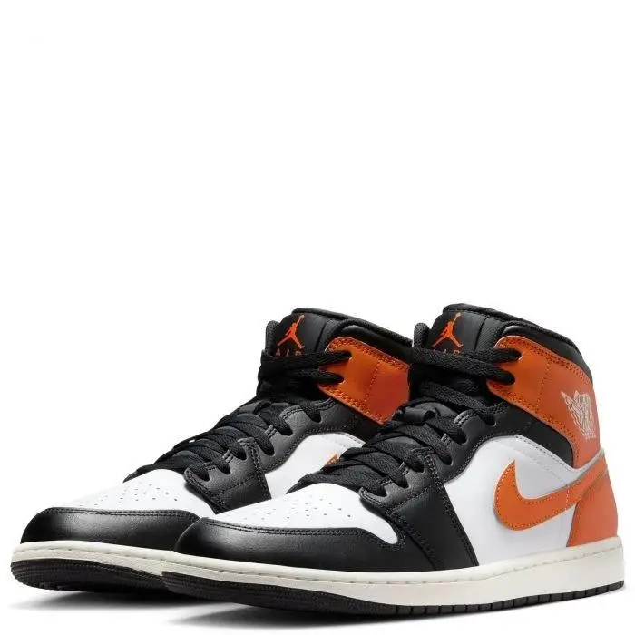 Nike Air Jordan 1 Mid Shoes Starfish Black White DQ8426-801 Men`s 10