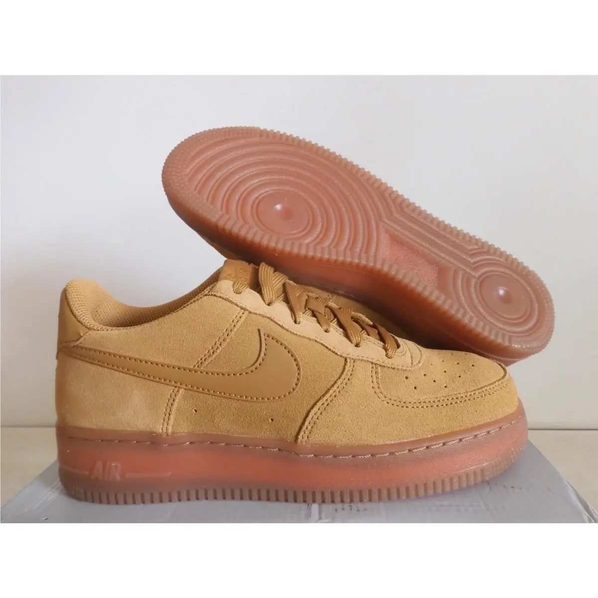 Nike Air Force 1 LV8 3 GS Wheat-wheat Brown-gum Light Brown Sz 7Y BQ5485-700