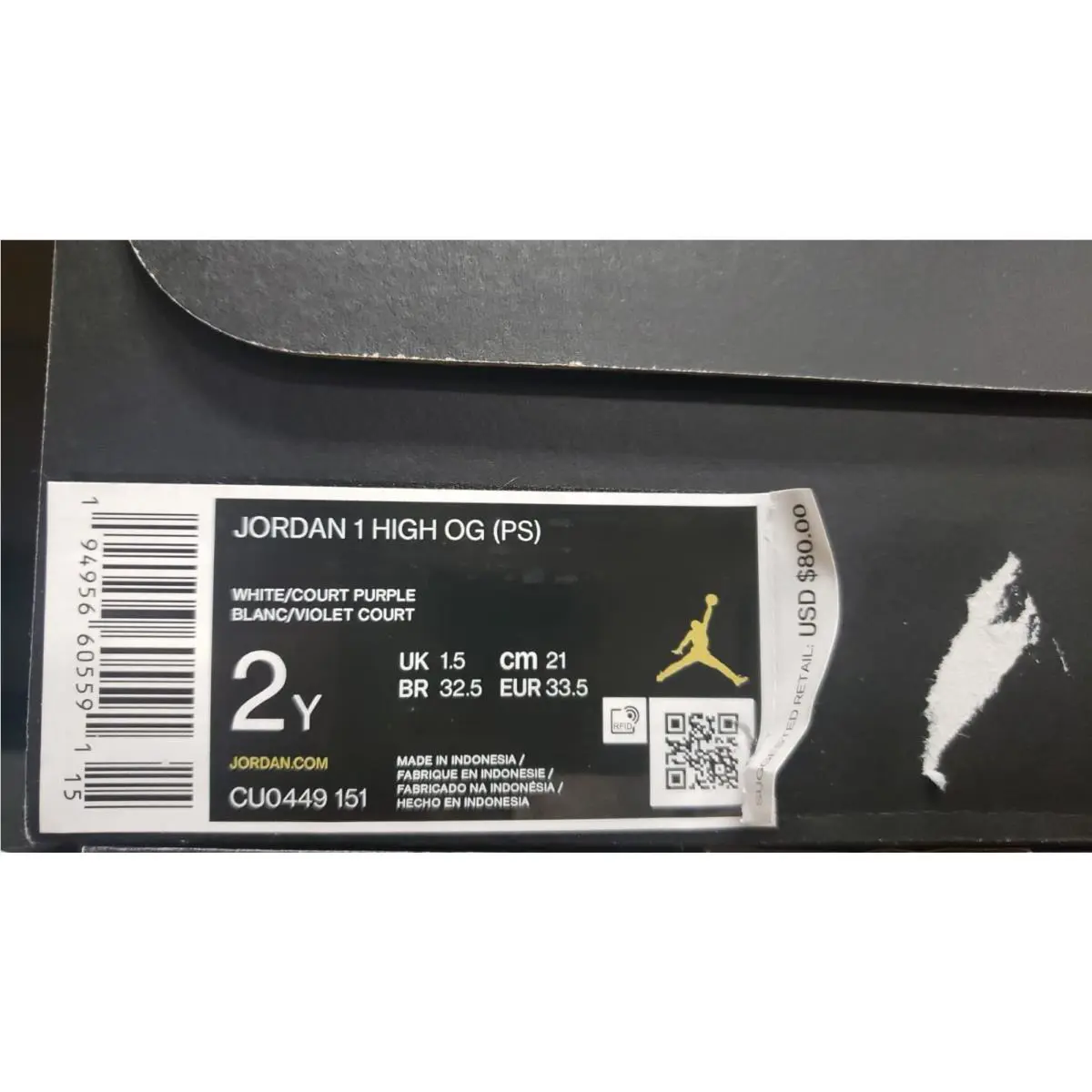 Nike shoes - Air Jordan 1 High OG - White/Court Purple (UPC: 194956605591) 13