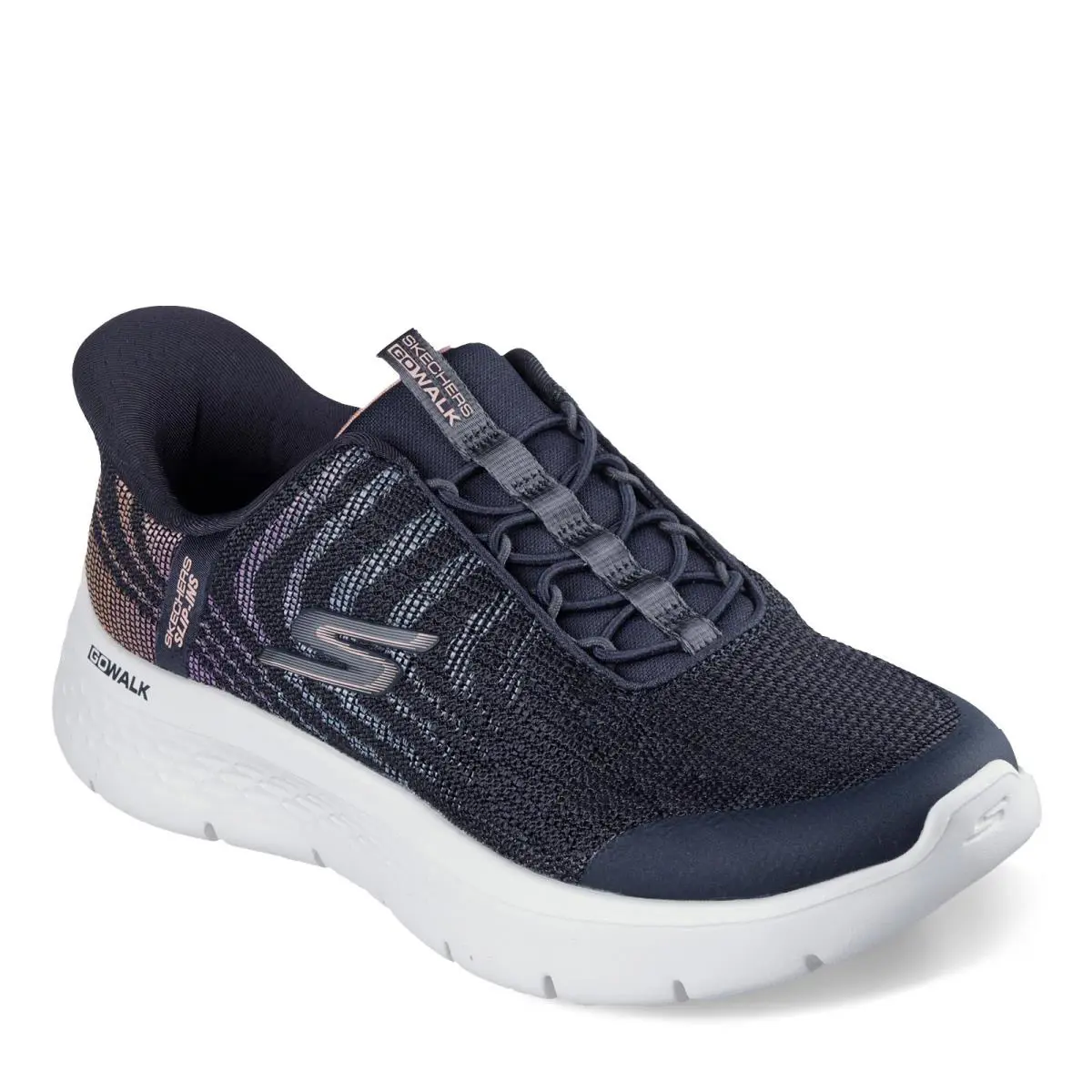 Women`s Skechers Slip-ins: GO Walk Flex - Nova Sneaker 125507-BKMT Black Fabric - Black