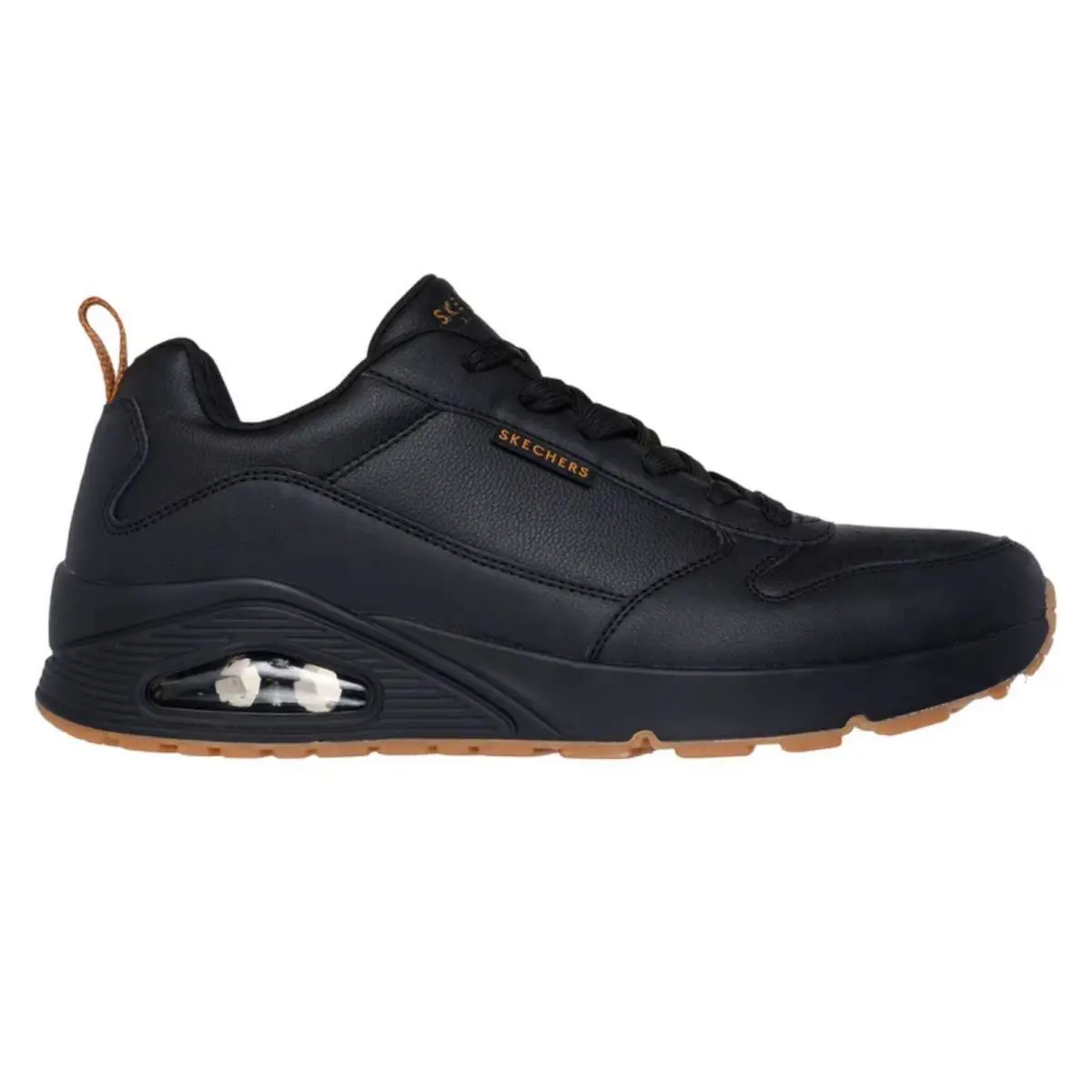 Skechers Men`s 183012 Uno Alder Black Gum Casual Shoes - Black / Gum, Exterior: Black
