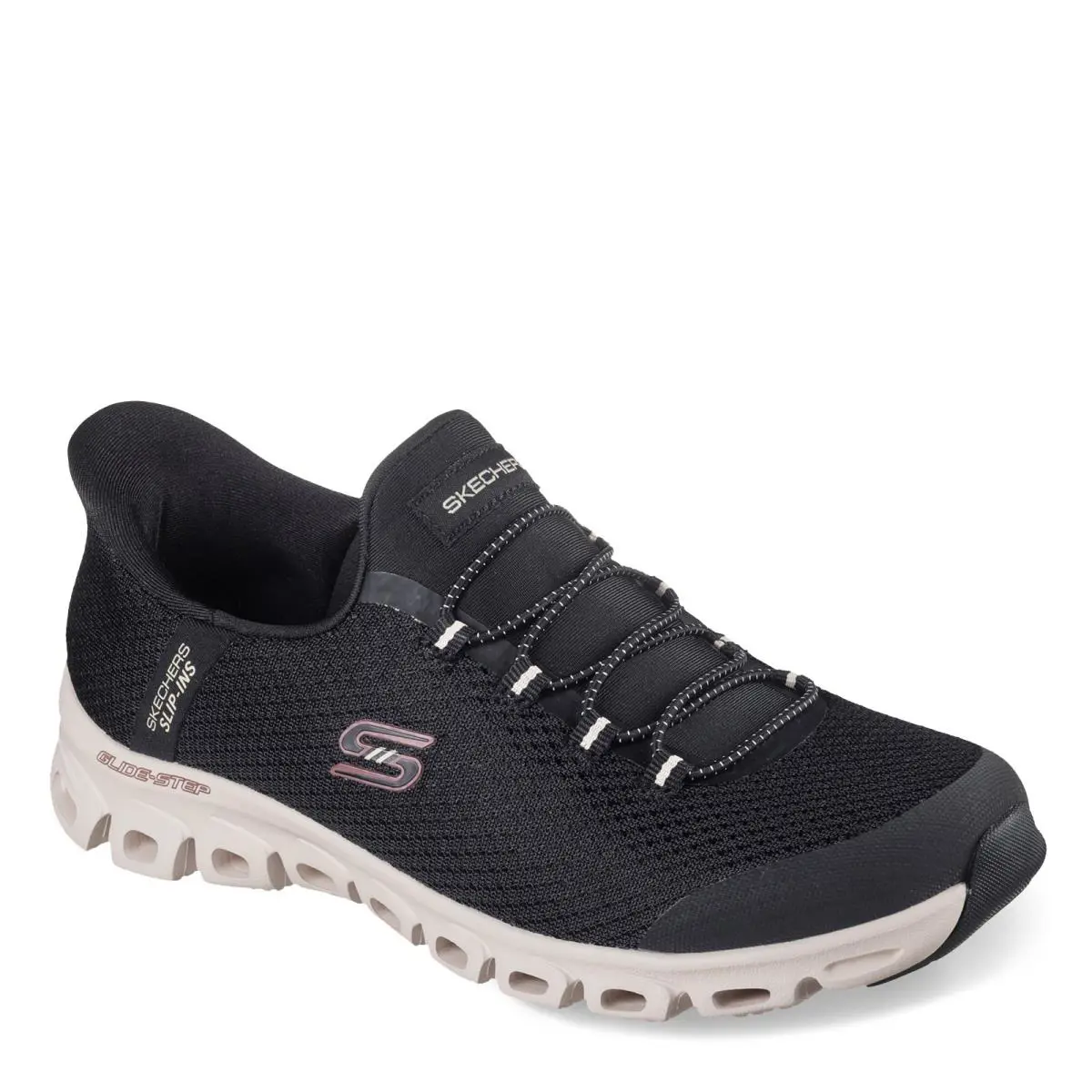 Women`s Skechers Slip-ins: Glide-step - Vibey Sneaker 104557-BKNT Black Natural - Black Natural
