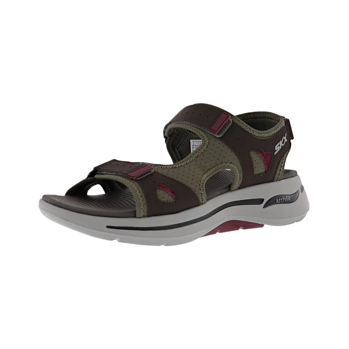 Skechers Men`s GO Walk Arch Fit- Mission II 229064/OLV Hook Loop Strap Sandal - OLIVE