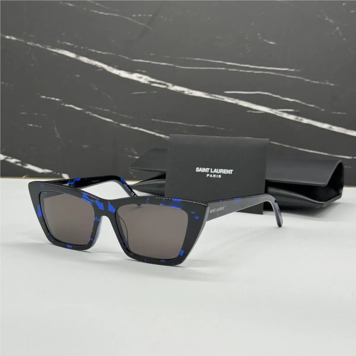 SL276 Mica 009 Saint Laurent Black Grey Cat Eye SL 276 009 Women Sunglasses by Yves Saint Laurent