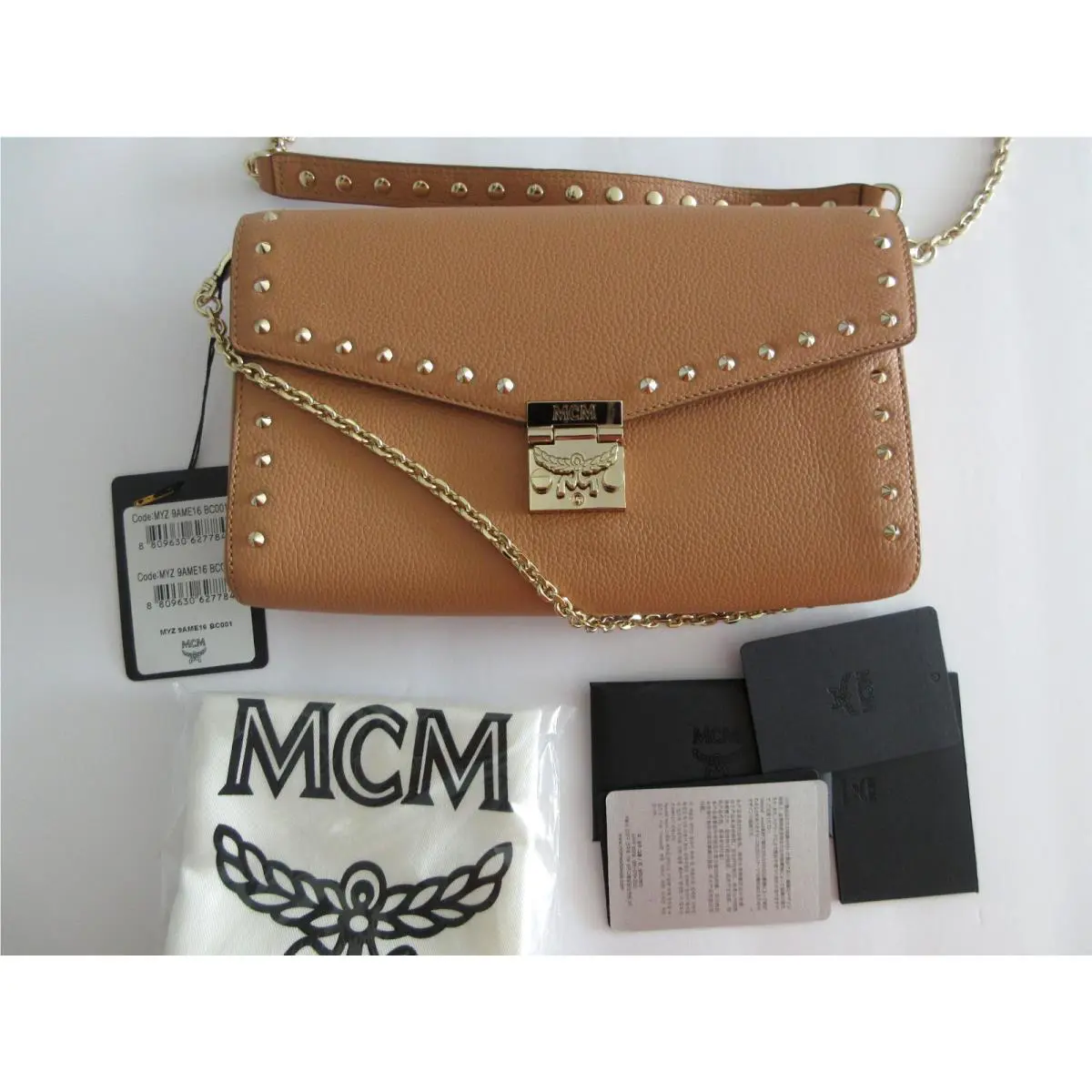 Mcm Millie Chain Medium Crossbody Visetos Tan Biscuit MYZ9AME16BC001