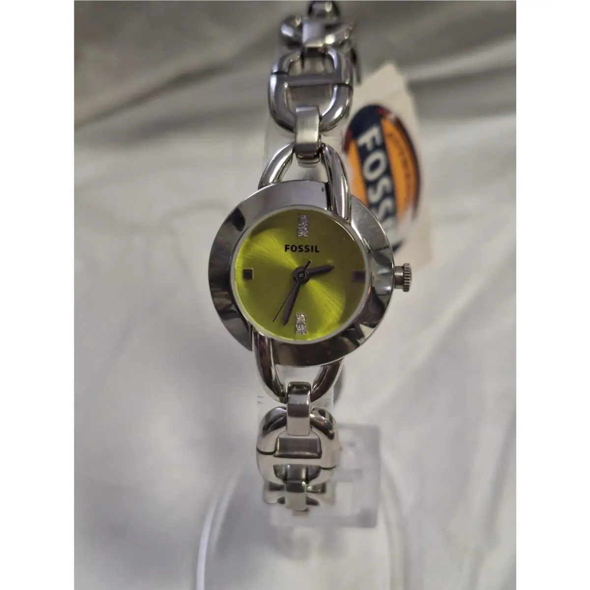 Fossil Ladies F2 Three-hand Silver Stainless Silver Lime Dial Watch es2427