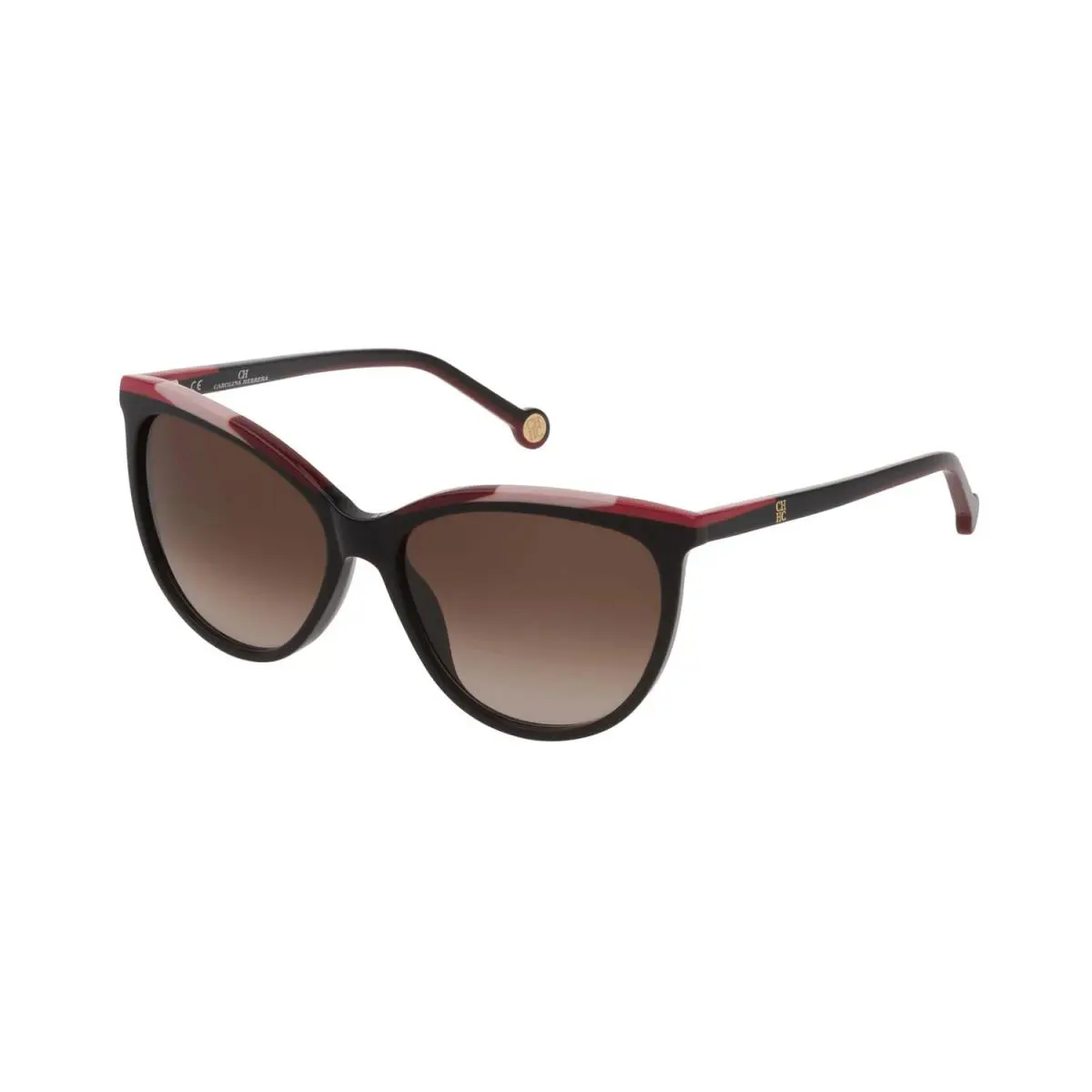Carolina Herrera SHE827 700Y Black-red-brown Sunglasses 56mm / / - Frame: Black, Lens: Brown