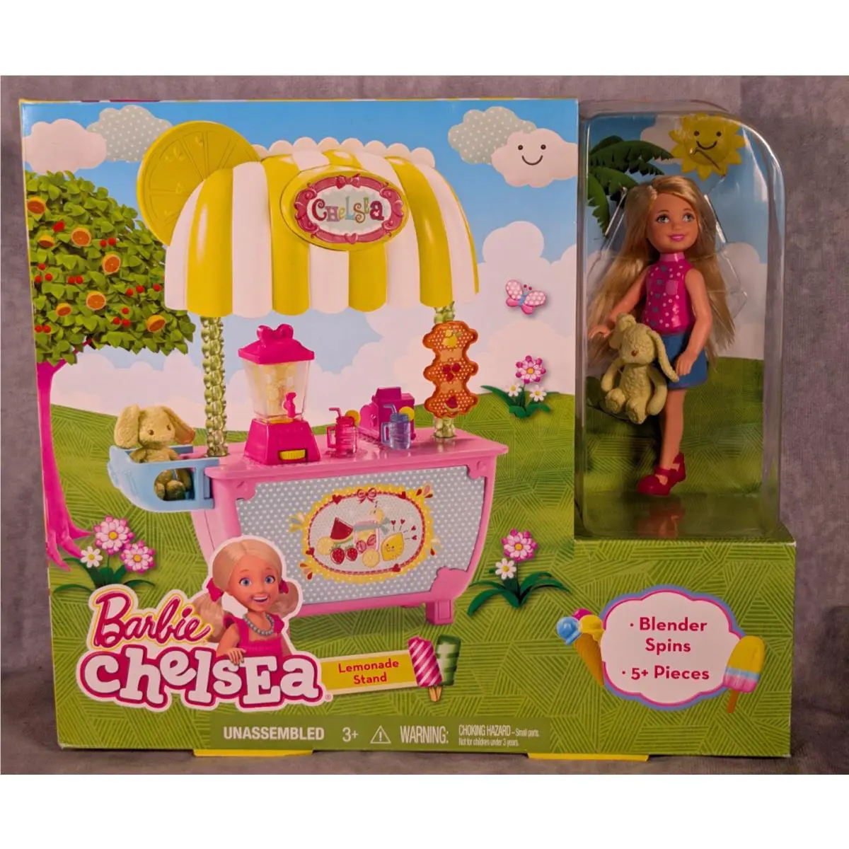 Barbie 2015 Mattel Chelsea Lemonade Stand Playset Doll Bunny Cash Register Drink