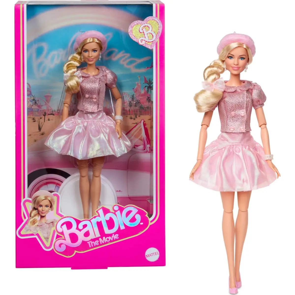 Collector`s Film Star Doll Margot Robbie Iconic Pink Skirt Look Hair Jewels