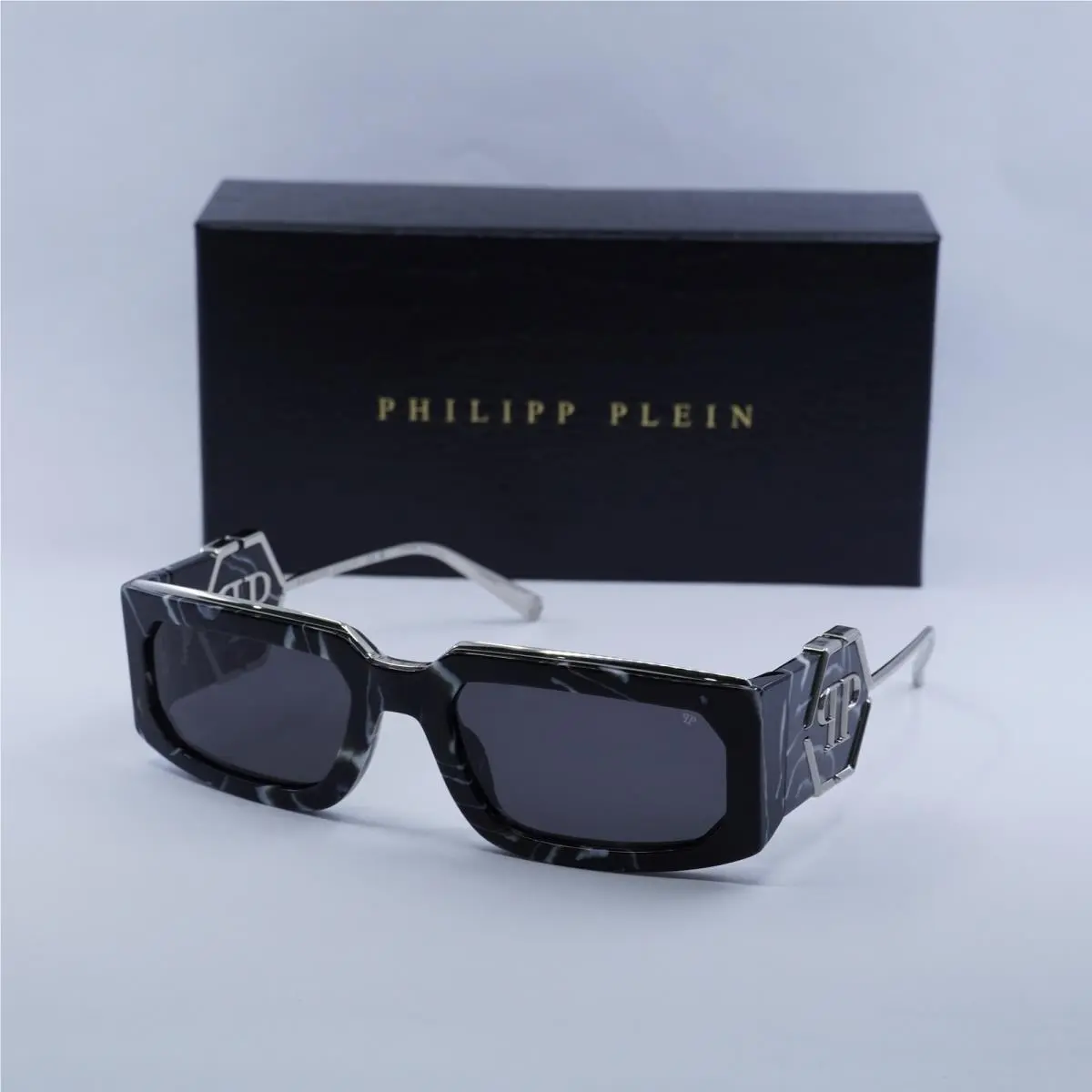 Philipp Plein SPP119M Rose Venus 0Z21 Shiny Black Marble/silver/smoke