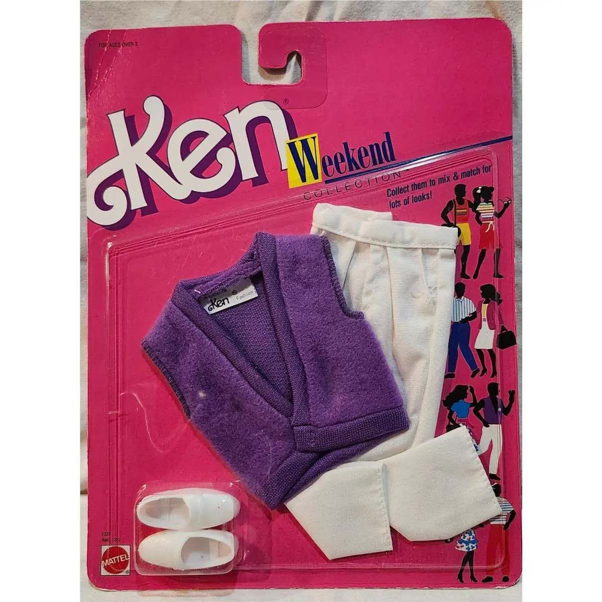 Ken Weekend Collection Error Top White Pant Purple Vest Nip 1988 Vtg 1349-1353
