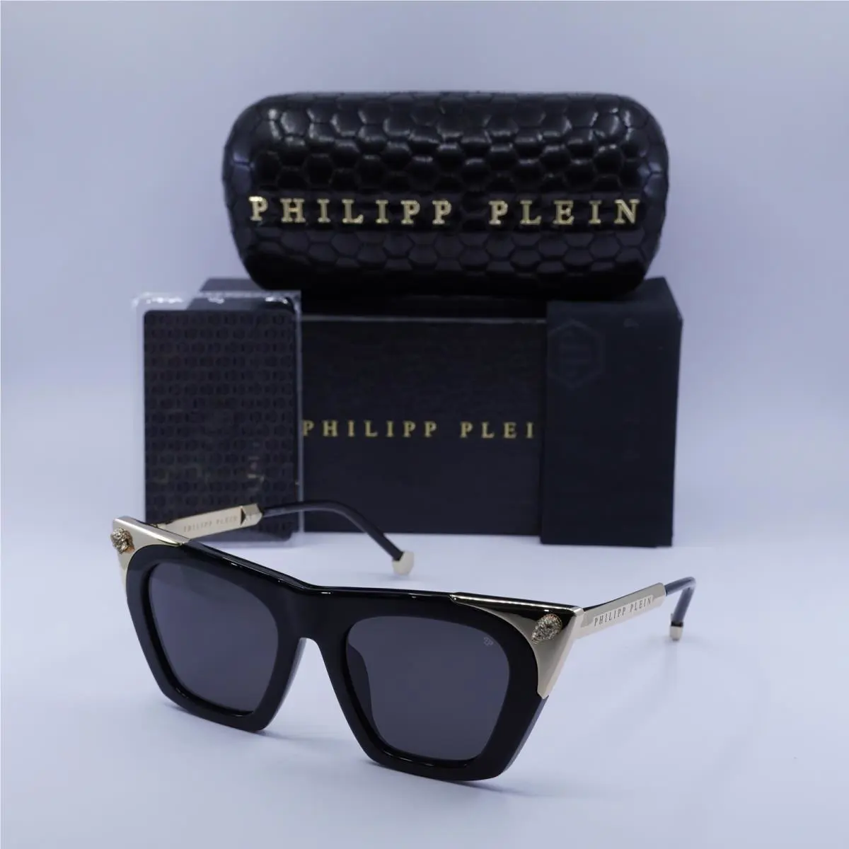 Philipp Plein SPP134S 0700 Shiny Black/gold/smoke 52-20-140 Sunglasses