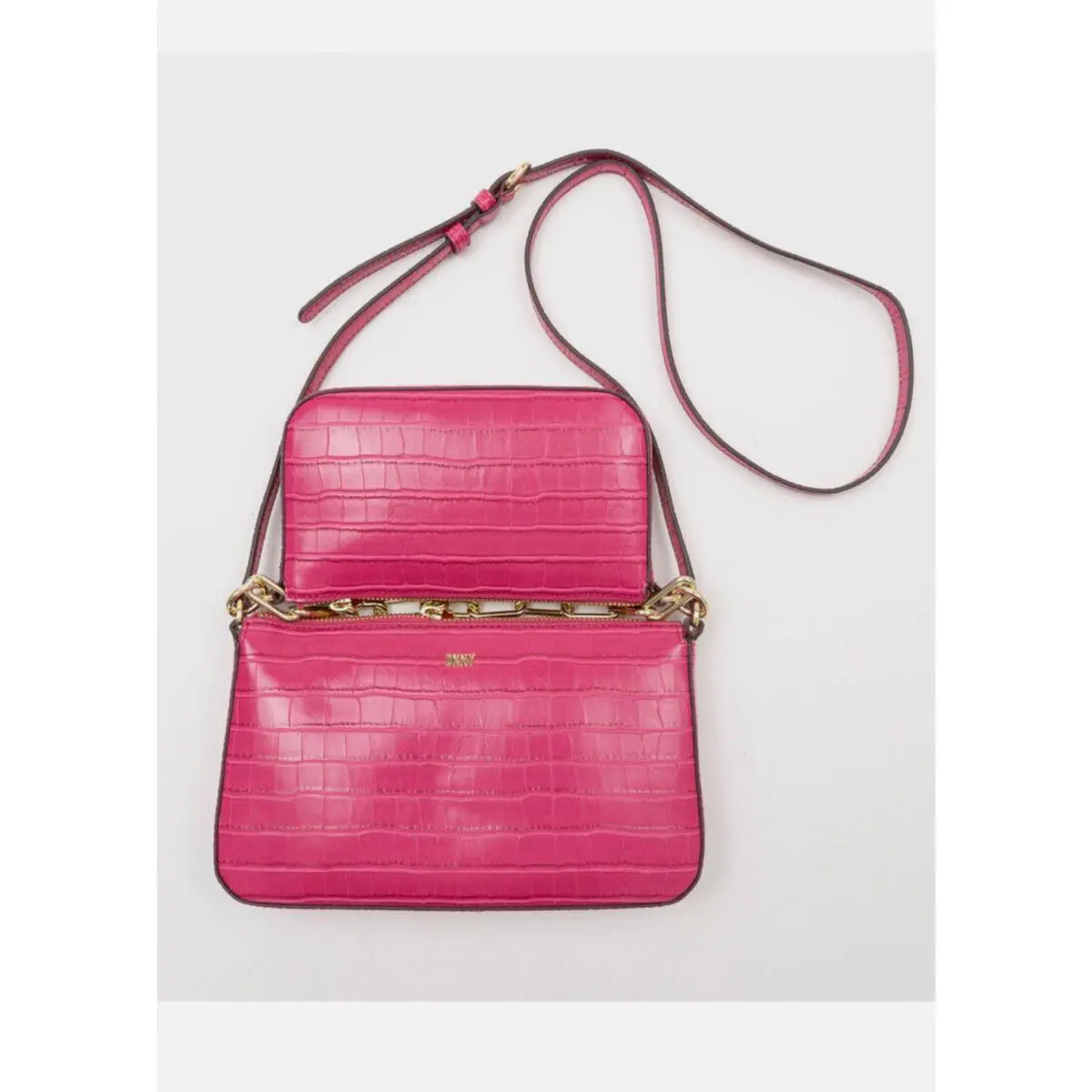 Dkny Double Crossbody Hot Pink Chain Bag Set of 2 Bags