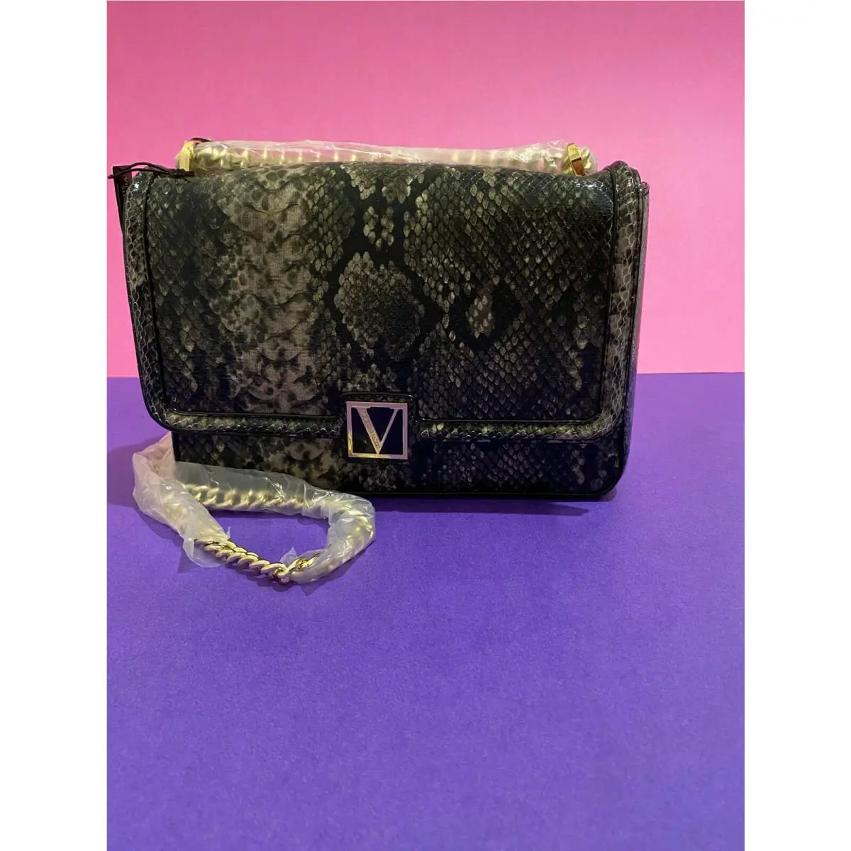 Victoria`s Secret Python The Victoria Medium Shoulder Bag