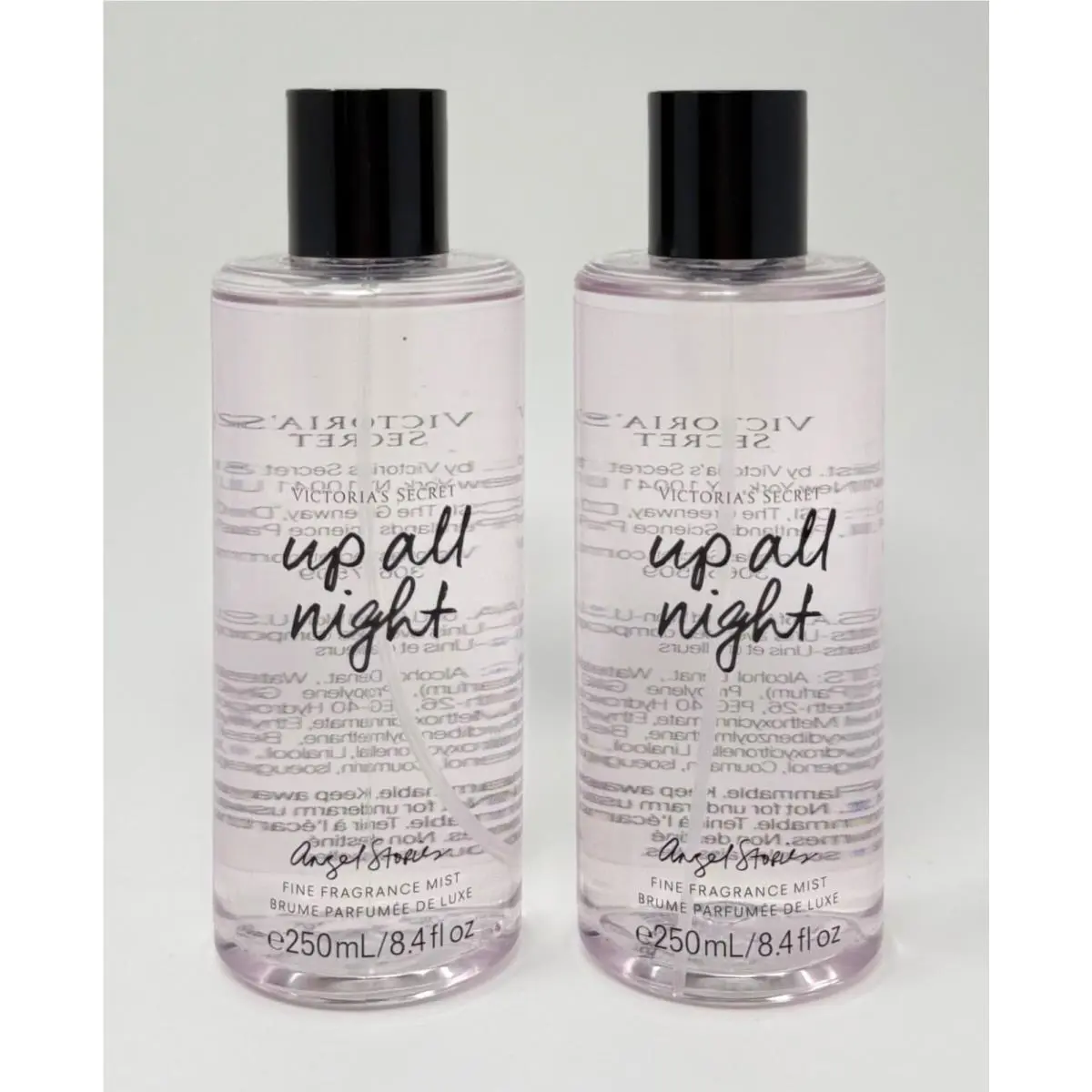 2 Victoria`s Secret UP All Night Fragrance Body Mist Spray Perfume Splash 8.4 OZ
