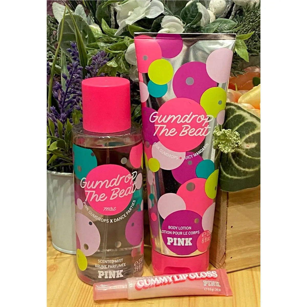 3 Pc Set Victoria’s Secret Pink Gumdrop The Beat Body Mist Cream Rare