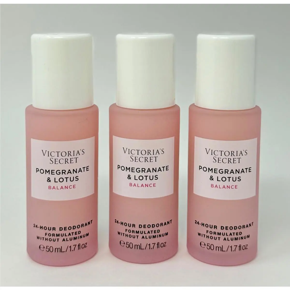 3 Victoria`s Secret Pomegranate Lotus Balance Deodorant Roll ON Aluminum Free