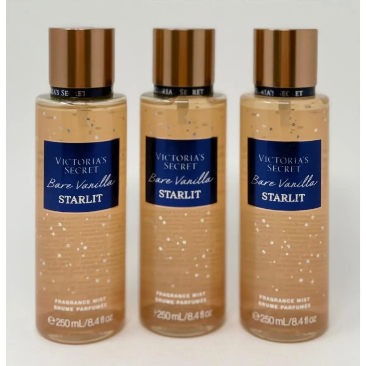 3 Victoria`s Secret Bare Vanilla Starlit Fragrance Mist Body Spray 8.4OZ Large