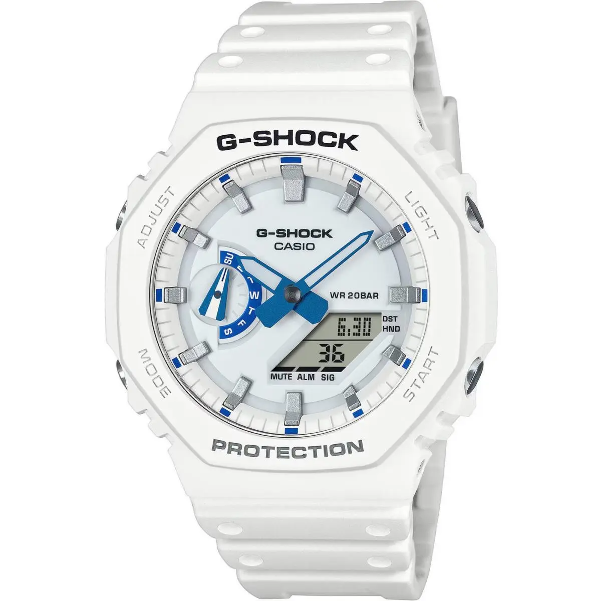 Casio Men`s Watch G-shock White and Grey Analog-digital Dial Strap GA2100HDS-7A