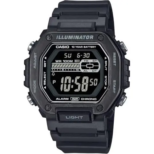 Standard Digital Metal Face Men`s Watch MWD-110HB-1BV Full Black by Casio