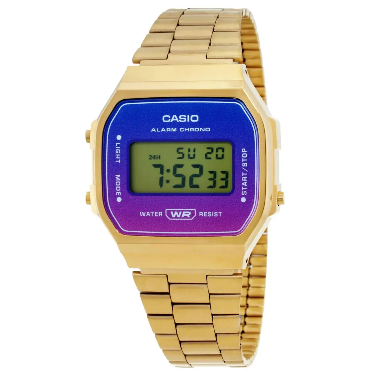 Casio Vintage Alarm Quartz Digital Unisex Watch A168WERG-2ADF - Band: Gold-tone, Bezel: Gold-tone