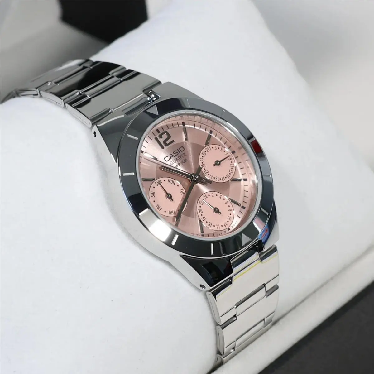 Casio Women`s Pink Dial Stainless Steel Watch LTP-2069D-4AVEG