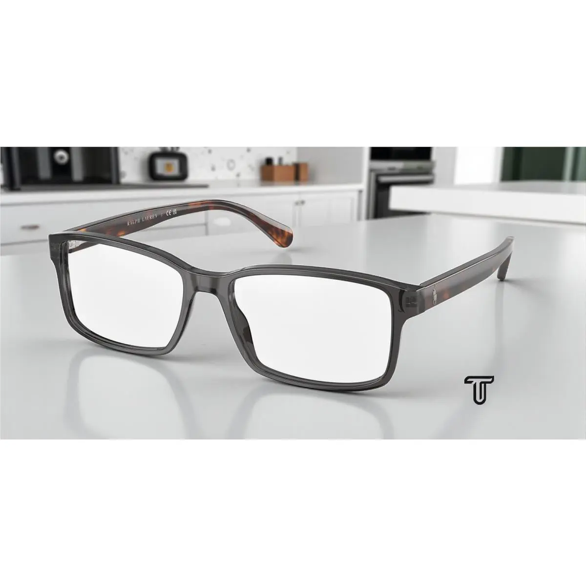 Ralph Lauren Polo PH2123 5536 Shiny Transp Grey Demo Lens 58 mm Men`s Eyeglasses