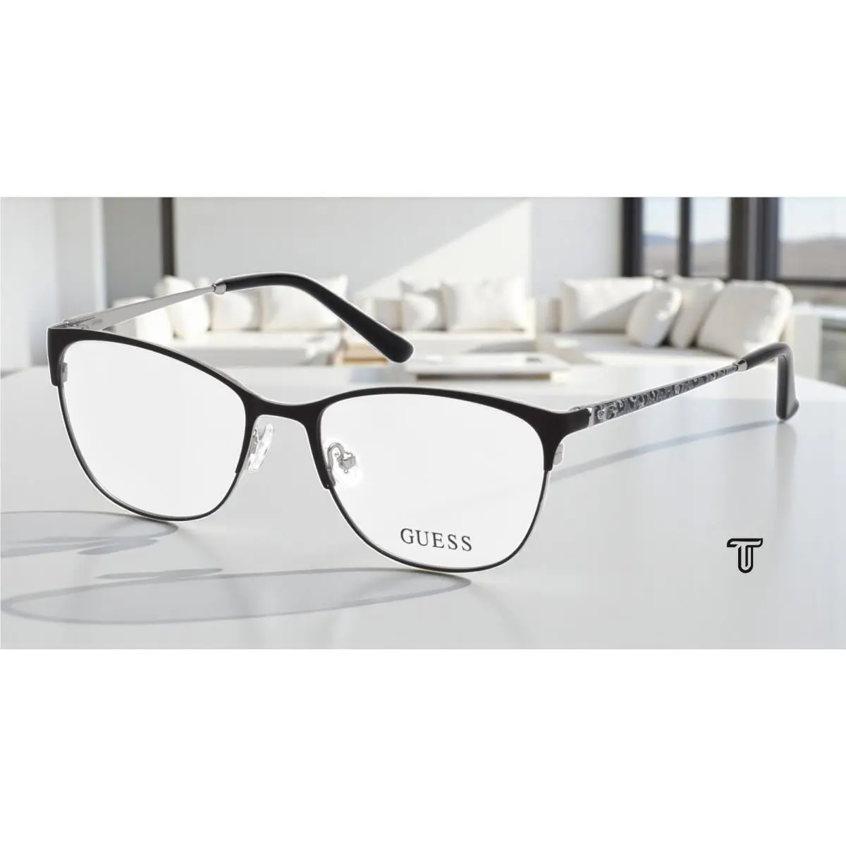 Guess GU2583 005 Black Clear Lens Metal 55 mm Women`s Eyeglasses