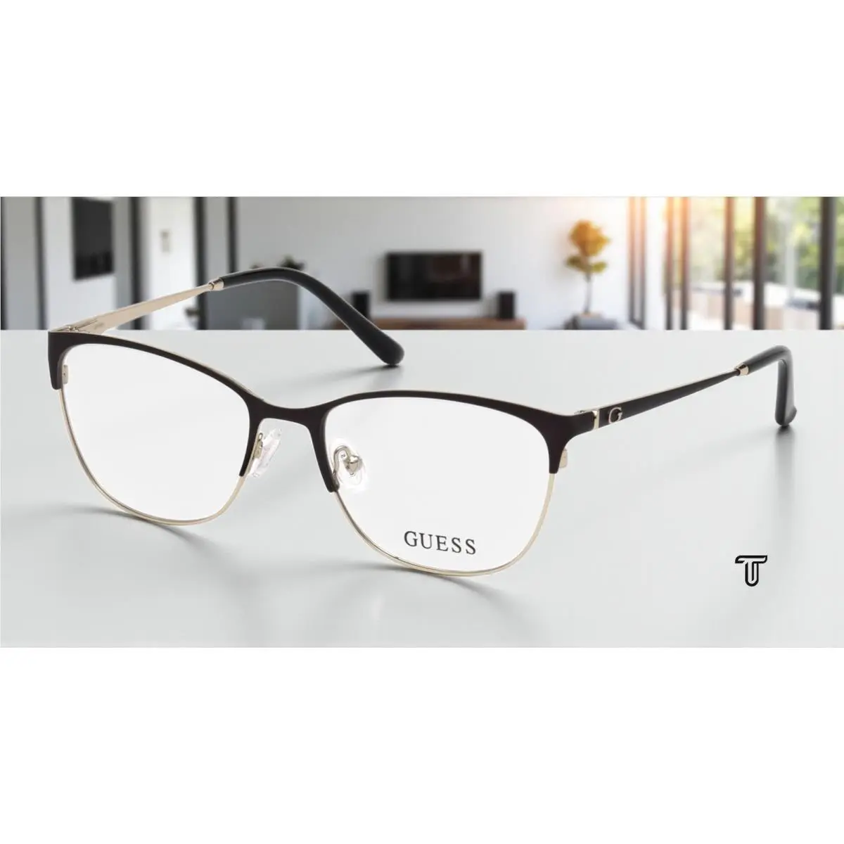 GU2583 002 Matte Black Clear Lens Metal 53 mm Women`s Eyeglasses by Guess