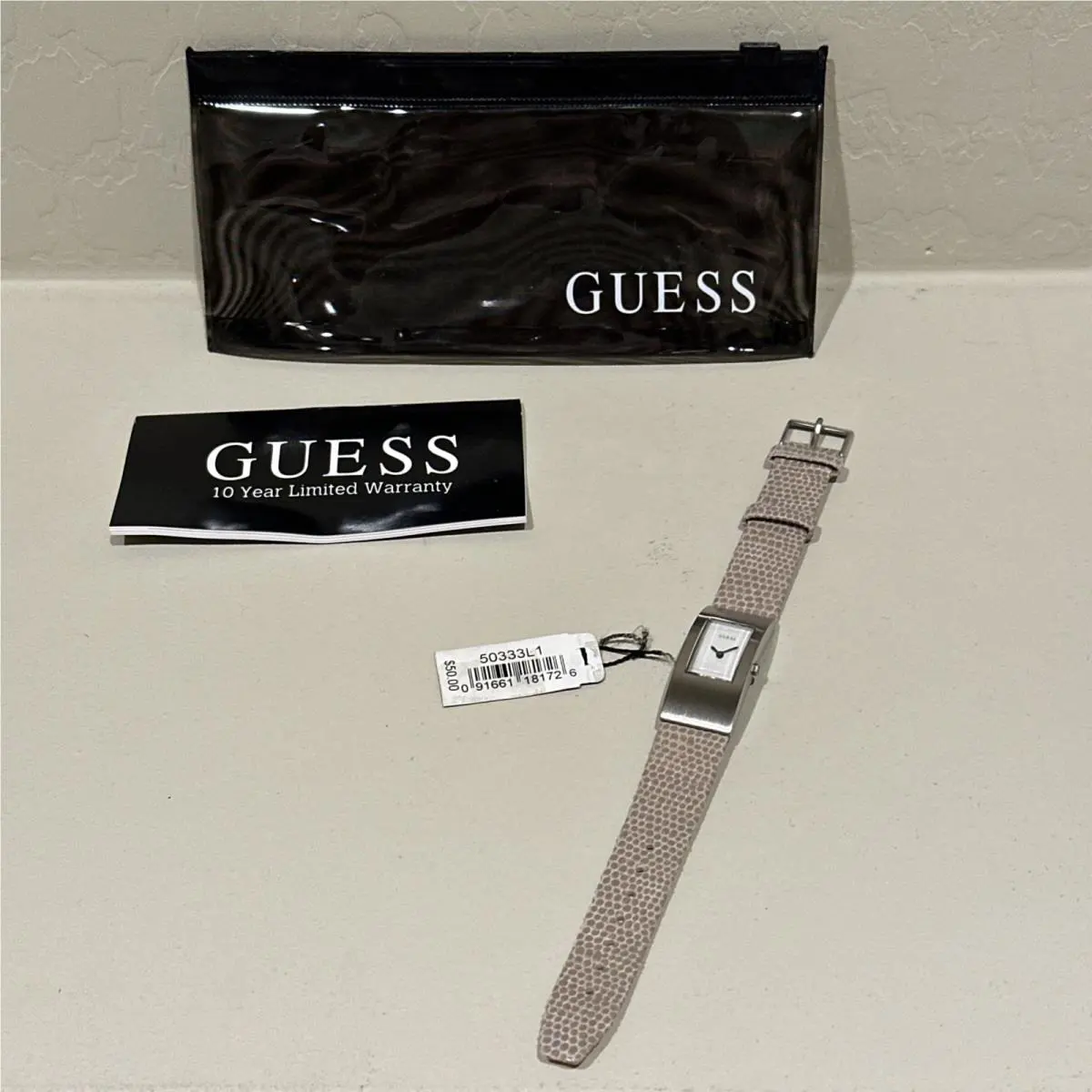 Guess Women`s Snake Print Leather Watch Digitless Face Y2K Needs Battery