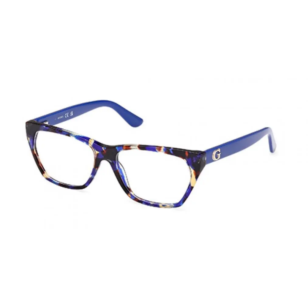 Guess GU 50234 Eyeglasses 092 Blue Havana - Shiny Blue