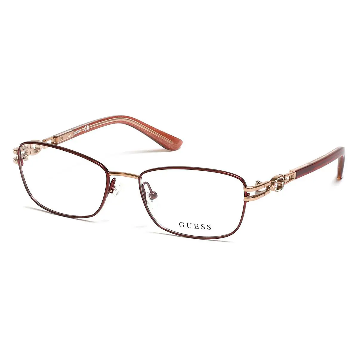 Guess GU2687 Eyeglasses Women Matte Bordeaux Geometric 51mm