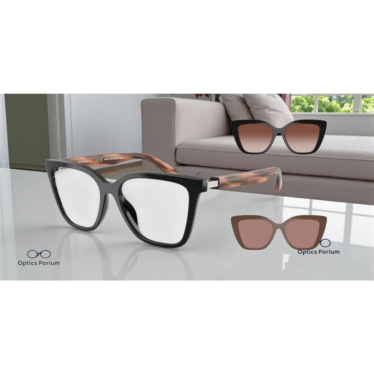 Emporio Armani EA4254U 62661W Shiny Black Clear 52 mm Women`s Sunglasses