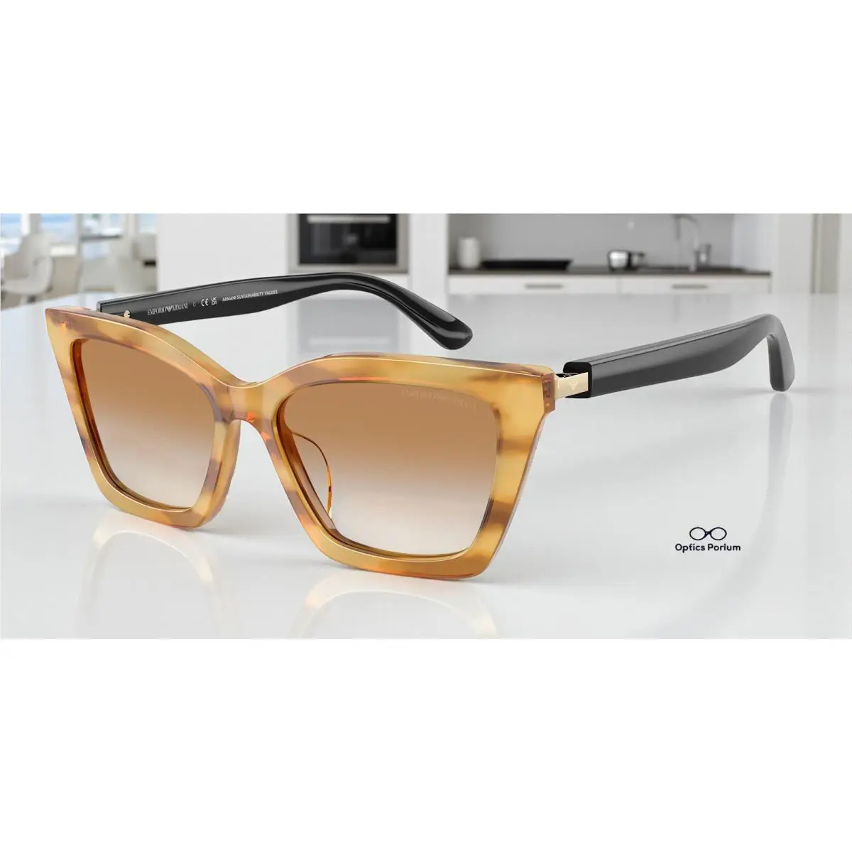 Emporio Armani EA4250U 62692Q Striped Cr Honey Grad Ochre 54 Women`s Sunglasses