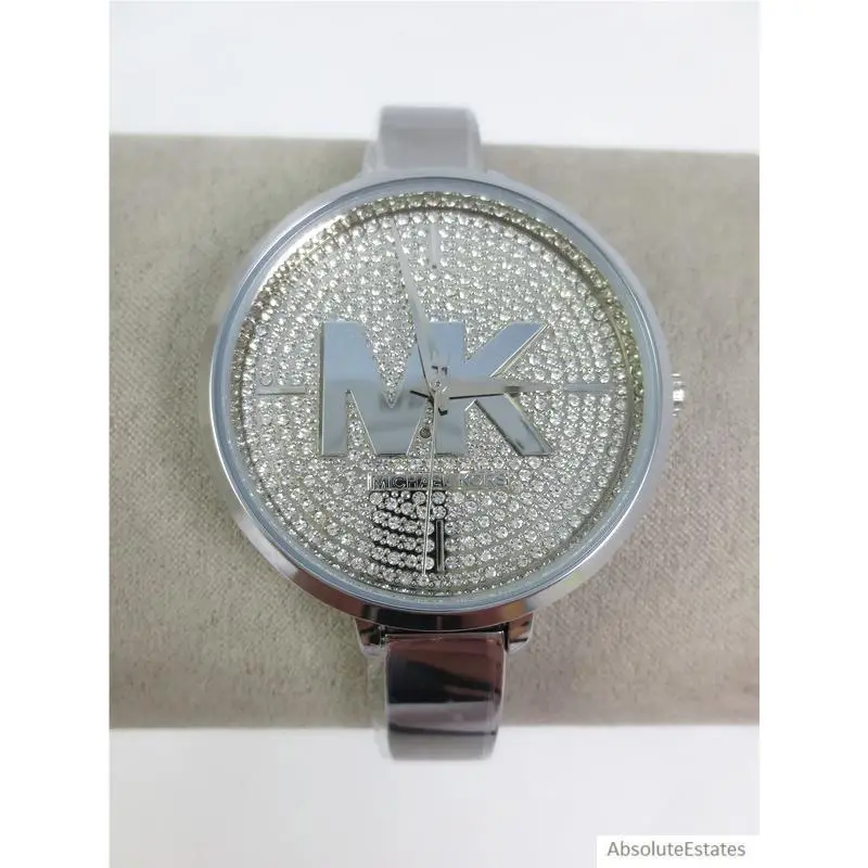 Charley Pave Silver Stainless Crystal Logo Watch MK4432 by Michael Kors