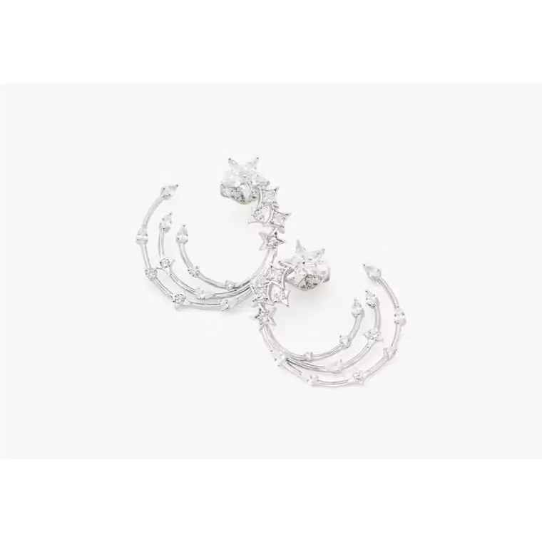 Kate Spade New York Cosmos Bypass Hoops KJ358-250 Earring Women`s Silver BUU127