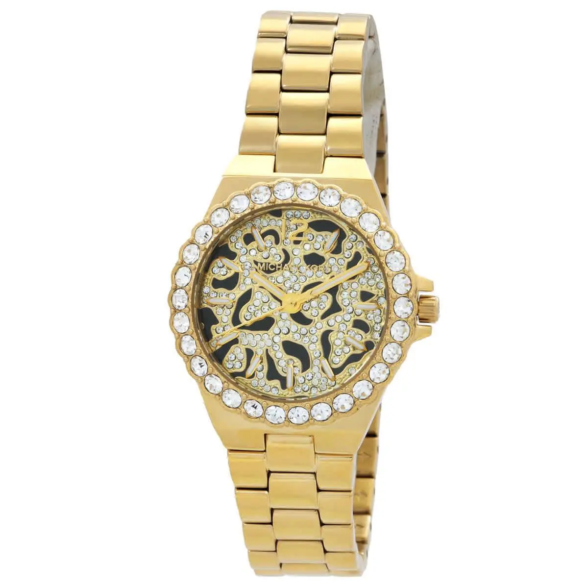 Michael Kors Lennox Quartz Crystal Ladies Watch MK7394 - Multi, Dial: Black Gold, Band: Gold-tone