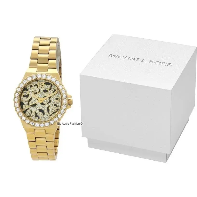 Michael Kors Lennox MK7394 30mm Animal Print Pave Crystal Gold Ladies Watch