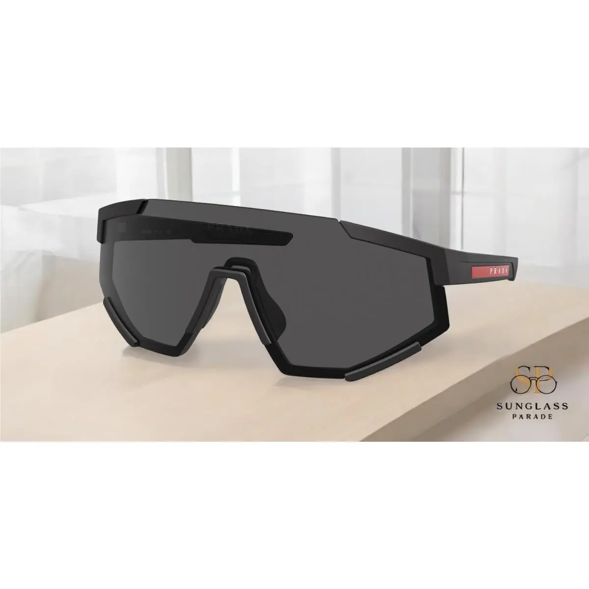 Linea Rossa PS 04WS DG006F Black Rubber Dark Grey 39 mm Men`s Sunglasses by Prada