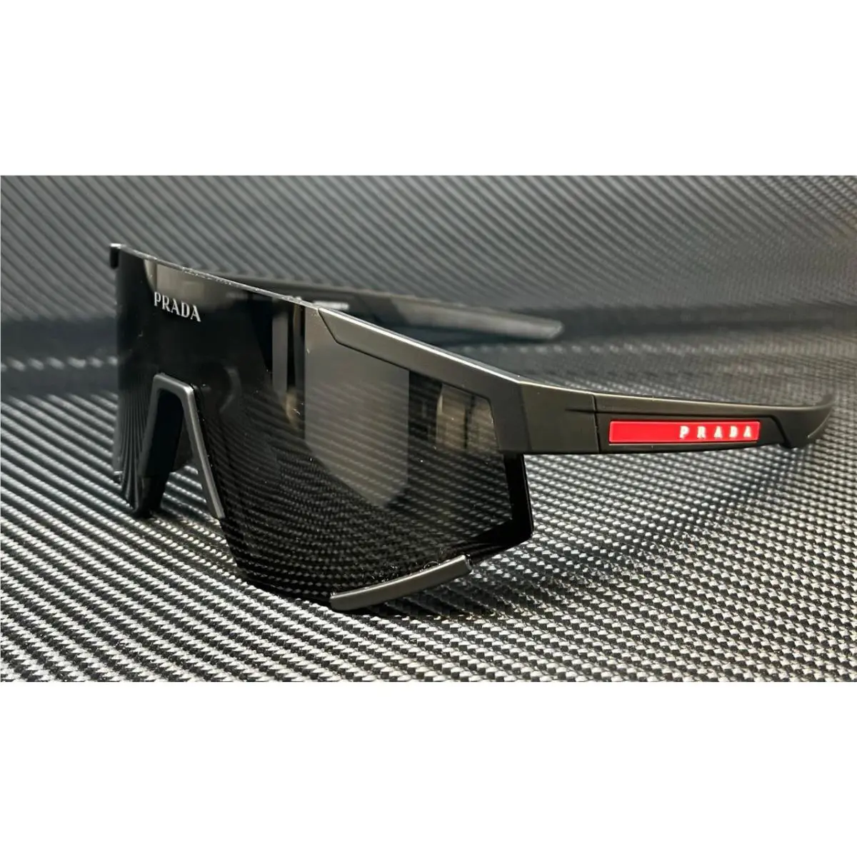 Prada Linea Rossa PS 04WS DG006F Black Rubber Dark Grey 39 mm Men`s Sunglasses