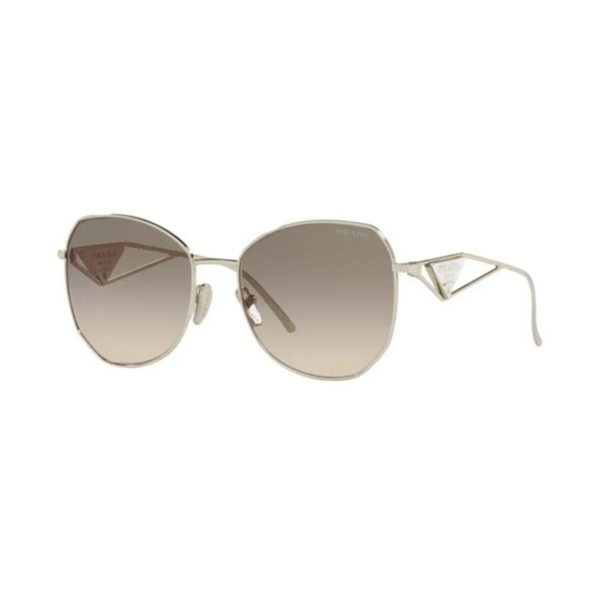 Prada Women Sunglasses Gold Metal Round Eyewear - Frame: Gold, Lens: Gray
