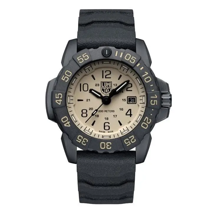 Luminox Navy Seal Foundation XS.3251.CB.NSF 45 mm Steel Pvd Quartz Men`s Watch - Dial: Beige, Band: Black, Bezel: Black