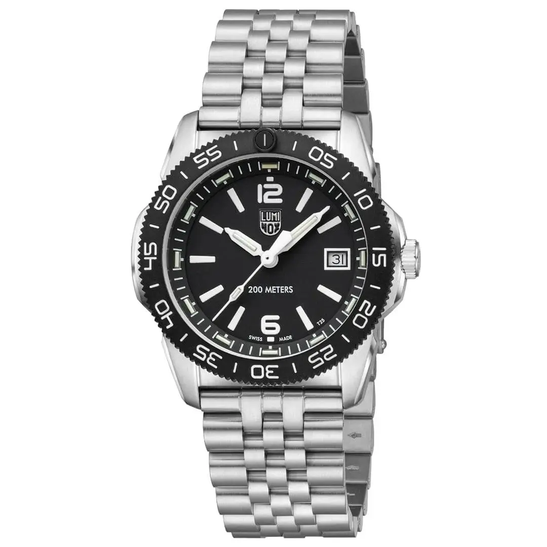 Luminox Pacific Diver Ripple XS.3122M.1 39mm Watch - Dial: Black, Band: Silver, Bezel: Black